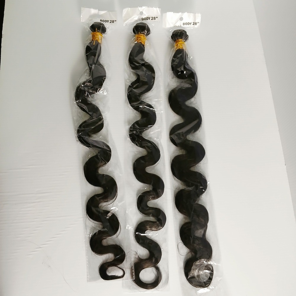 3 Pack 28 Inch Body Wave Hair Extensions Natural Black Wavy Weft Bundles NEW